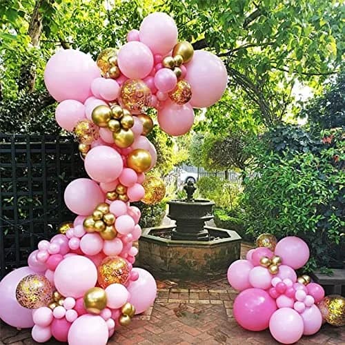Voircoloria 130pcs Pink Balloons Garland Arch Kit Assorted Sizes (5, 10, 12, 18 Inch) | Birthday Party Decorations thumbnail 9