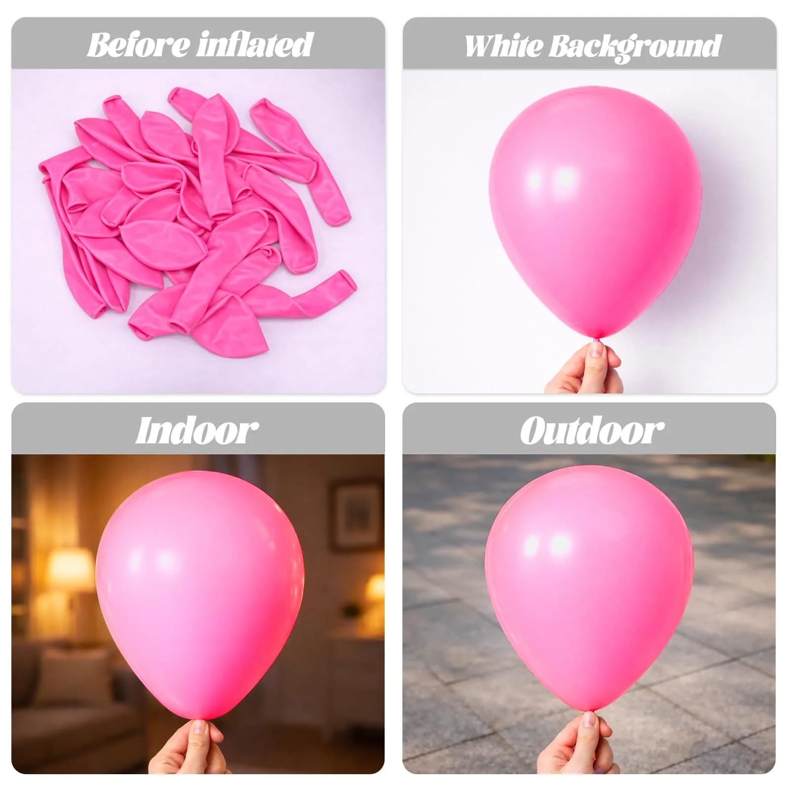 Voircoloria Pink Balloons 130pcs Assorted Sizes Pack | Retro Balloon Garland Kit for Party Decorations - view 3