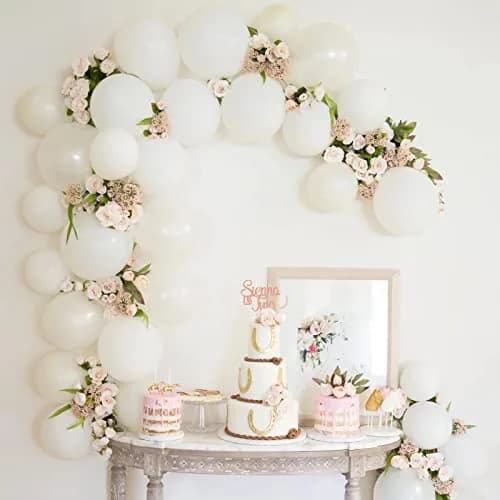 Voircoloria 130pcs White Party Balloons Garland Arch Kit, 18 12 10 5 Inch | Assorted Colors Balloon thumbnail 5
