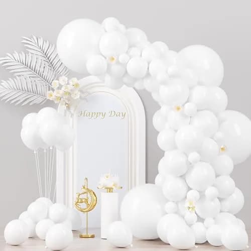 Voircoloria 130pcs White Party Balloons Garland Arch Kit, 18 12 10 5 Inch | Assorted Colors Balloon thumbnail 1