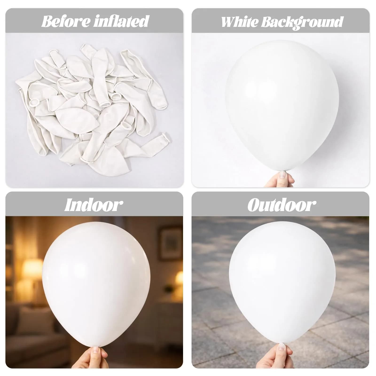 Voircoloria 130pc White Balloon Garland Kit | Assorted 5/10/12/18 inch Retro Party Balloons by Voircoloria - view 3