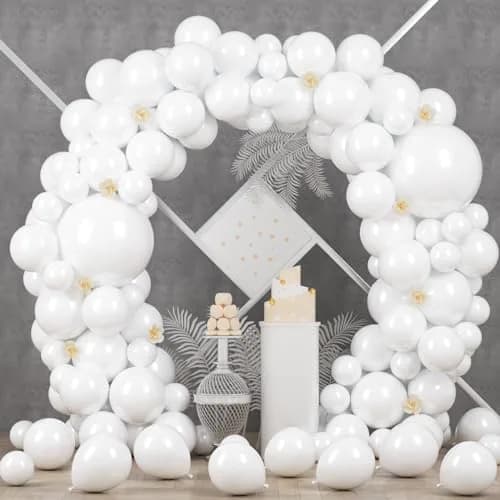 Voircoloria Burnt Orange Balloons 130pcs Assorted Sizes Pack | Retro Orange Balloon Garland Kit for Party Decorations — 03 White / 5/10/12/18 inch - 130pcs