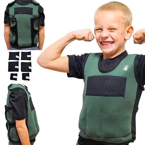 SENSORY4U Weighted Vest for Kids, Adjustable Compression Vest with 6 Weights, Medium | Support for Sensory & Active Play thumbnail 1