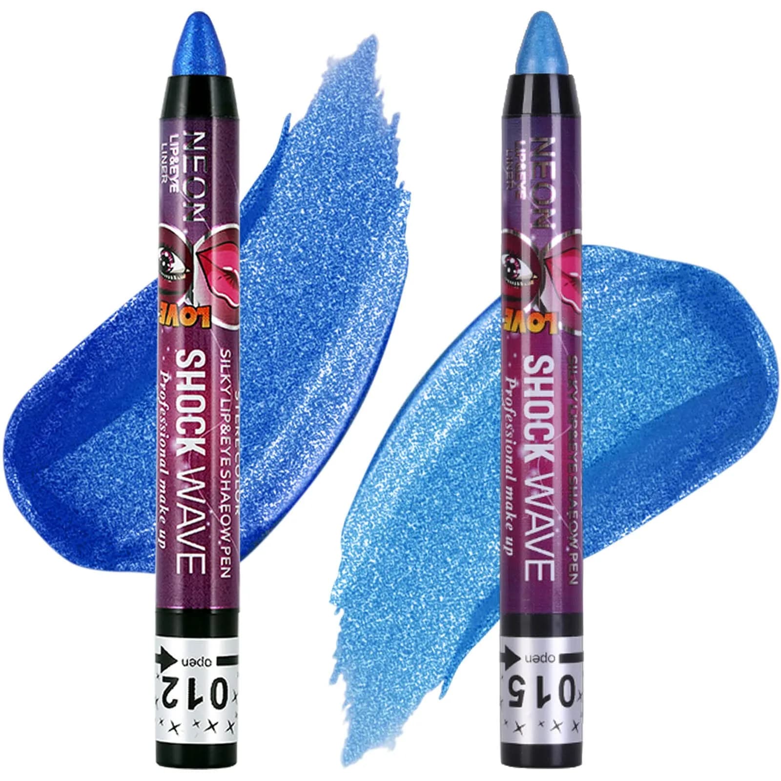 MEICOLY Blue Eyeshadow Stick 2pcs | Metallic Shimmer Crayon for Halloween Makeup - main product image
