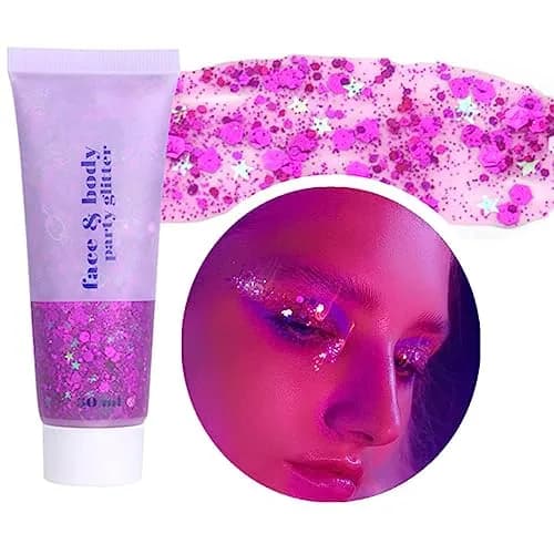 Go Ho Face & Body Glitter Gel 1.83 oz (52 g) | Holographic Purple Sparkle for Festival & Makeup thumbnail 6