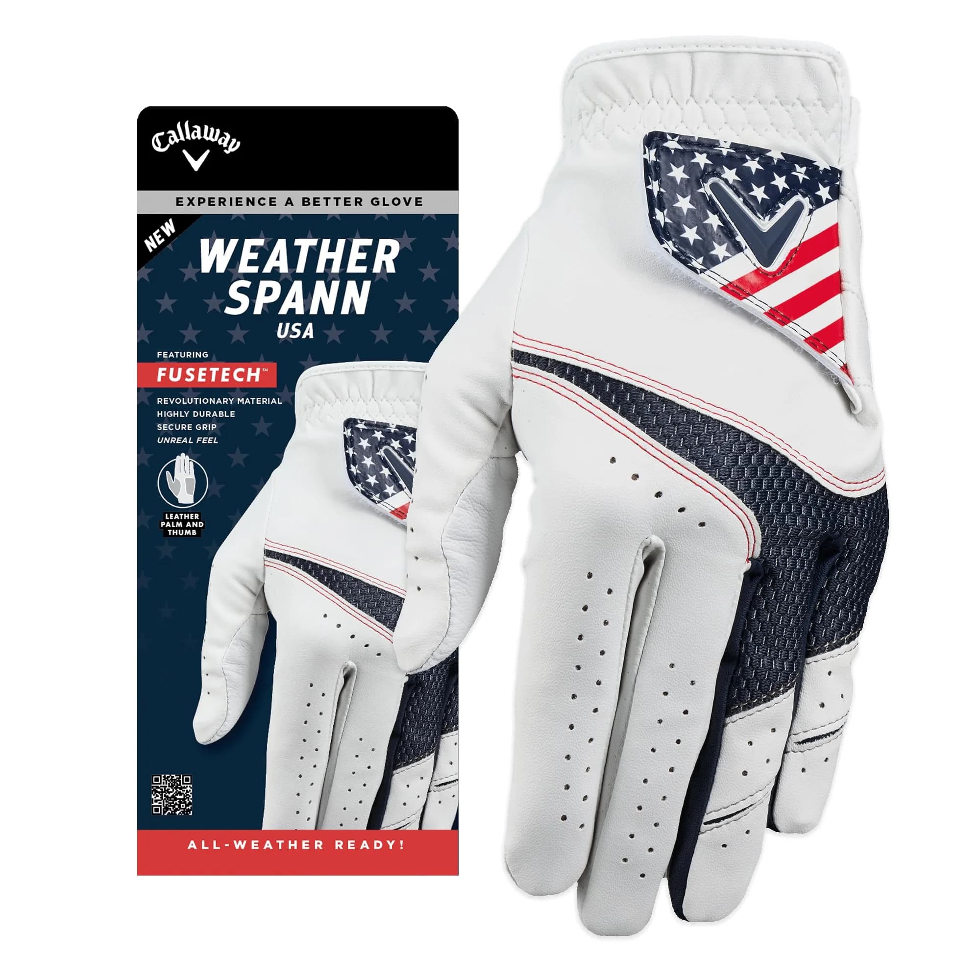 Callaway Weather Spann Golf Glove (Right Hand, X-Large, Red/White/Blue) | USA Inspired Cosmetic - main product image
