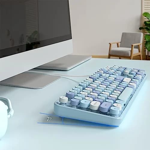 Atelus Retro Typewriter Keyboard Blue Colorful Full Size 104-Key USB Wired Tactile Mechanical Switch | Office & Home Use thumbnail 5