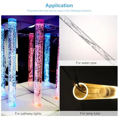 MECCANIXITY Plastic Pipe Rigid Polycarbonate Round Tube Clear 1.5" (37.6mm) ID 1.6" (40mm) OD 14" (350mm) High Impact for Lighting, Models, Water Plumbing thumbnail 6