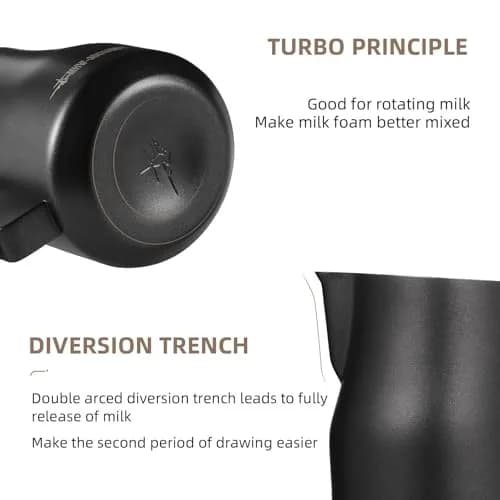MHW-3BOMBER Turbo Milk Frothing Pitcher 450ml (15.2oz) Matte Black | Barista Latte Art Stainless Steel Jug thumbnail 8