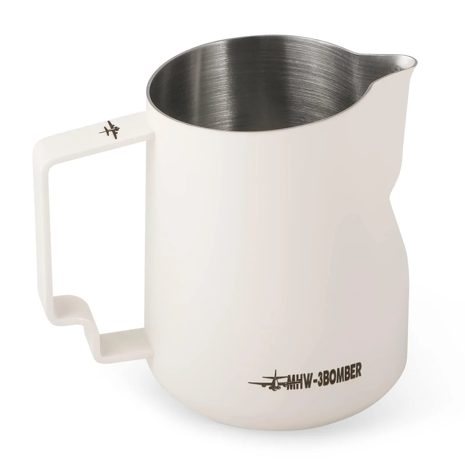 MHW-3BOMBER Milk Frothing Pitcher 450ml (15.2oz) Matte White | Turbo Design for Latte Art — Matte White