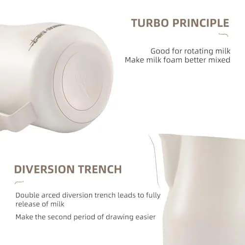 MHW-3BOMBER Milk Frothing Pitcher 450ml (15.2oz) Matte White | Turbo Design for Latte Art thumbnail 4