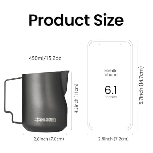 MHW-3BOMBER Milk Frothing Pitcher 450ml (15.2oz) Matte White | Turbo Design for Latte Art thumbnail 3