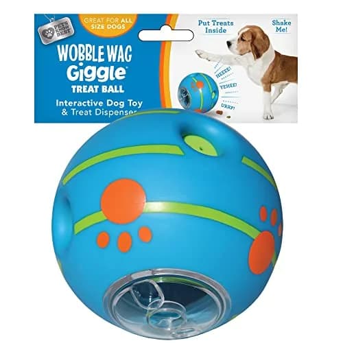 Wobble Wag Giggle Treat Ball | Interactive Dog Toy & Treat Dispenser, 5.5" | Giggling Sounds for Dogs thumbnail 1