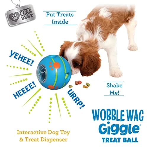 Wobble Wag Giggle Treat Ball | Interactive Dog Toy & Treat Dispenser, 5.5" | Giggling Sounds for Dogs thumbnail 4