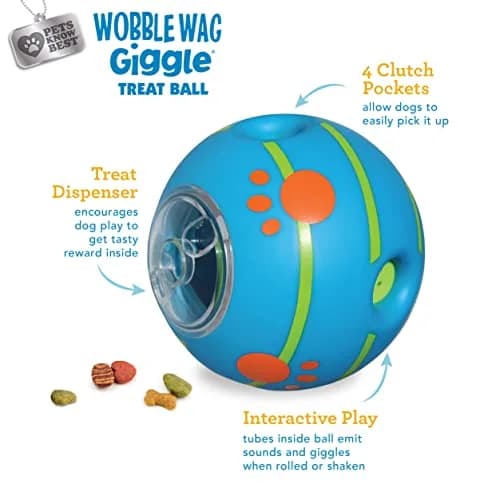 Wobble Wag Giggle Treat Ball | Interactive Dog Toy & Treat Dispenser, 5.5" | Giggling Sounds for Dogs thumbnail 2