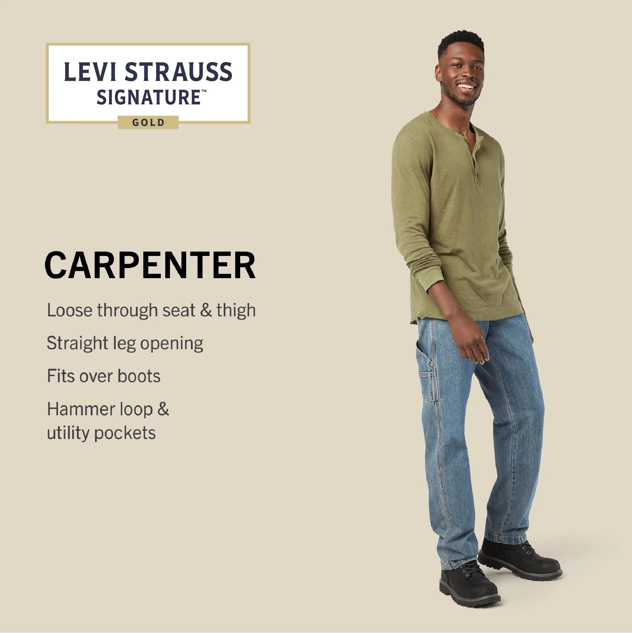 Levi Strauss Signature Gold Men's Carpenter Jeans 34W x 36L | Loose Fit, Durable Denim - view 3