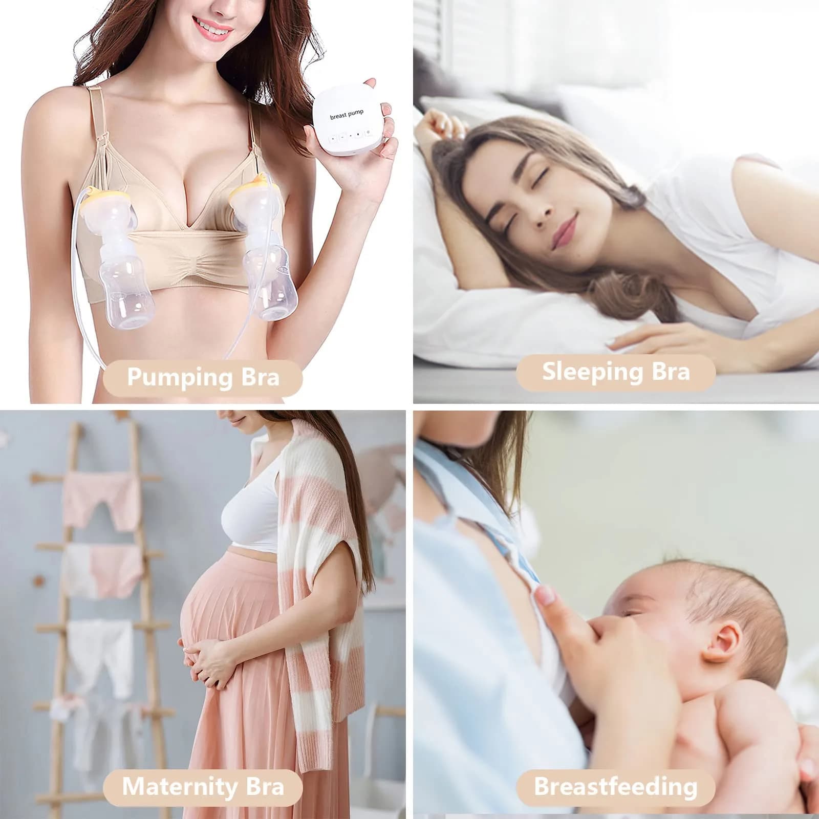 4HOW Hands-Free Pumping & Nursing Bra with Adjustable Straps, Medium (3-Pack) | Secure Flange Fit for All Breast Pumps - view 5
