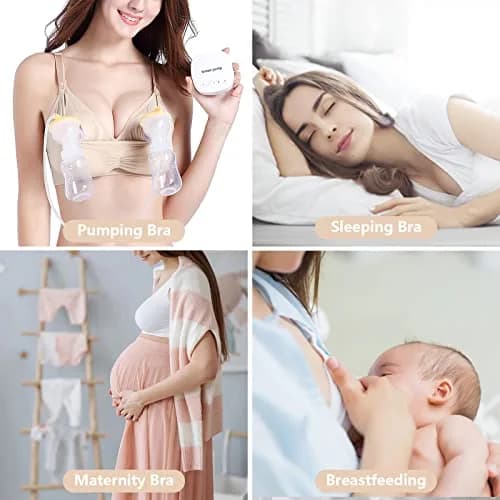 4HOW Hands-Free Pumping & Nursing Bra 3-Pack (Black+Grey+Beige) | Adjustable Support for Breastfeeding Mothers thumbnail 5