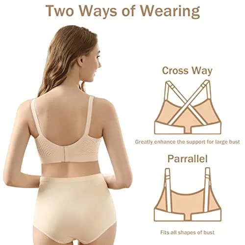 4HOW Hands-Free Pumping & Nursing Bra 3-Pack (Black+Grey+Beige) | Adjustable Support for Breastfeeding Mothers thumbnail 3