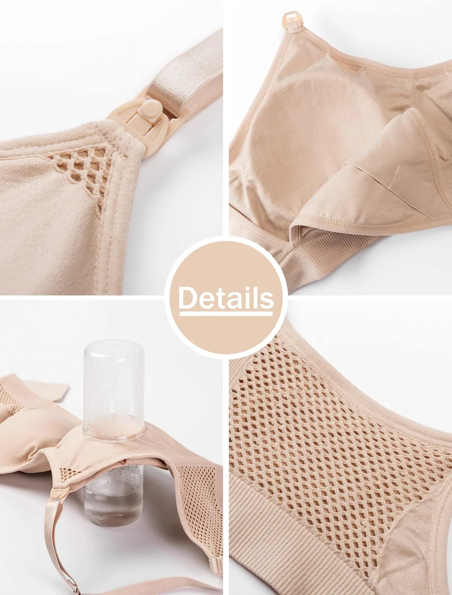 4HOW Hands-Free Pumping & Nursing Bra 3-Pack (Black+Grey+Beige) | Adjustable Support for Breastfeeding Mothers - view 4