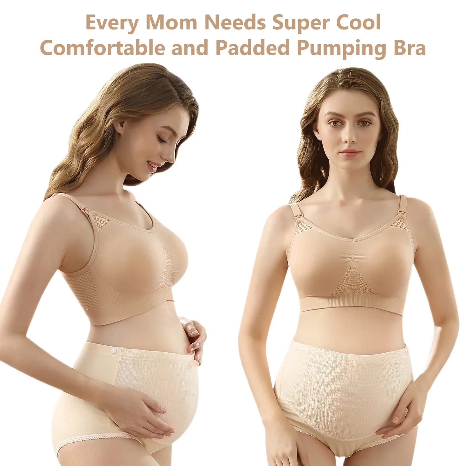 4HOW Hands-Free Pumping & Nursing Bra (Black, All-in-One) | Comfortable Support for New Mothers - view 2