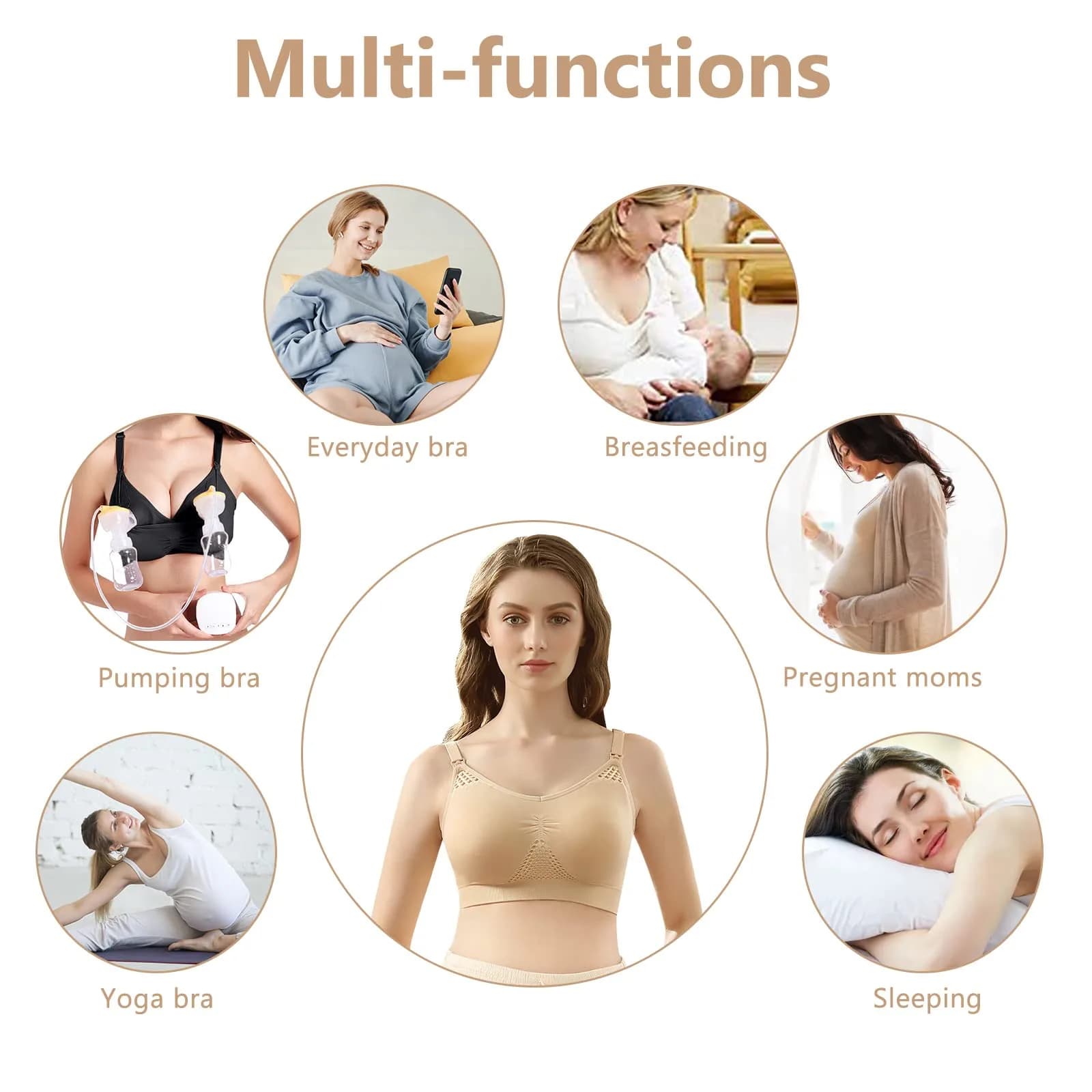 4HOW Hands-Free Pumping & Nursing Bra (Black, All-in-One) | Comfortable Support for New Mothers - view 6
