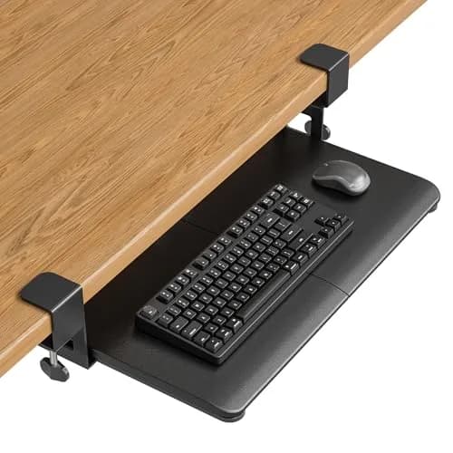 BONTEC Under Desk Keyboard Tray, Pull-Out Keyboard & Mouse Platform 51 cm (20 in) | Ergonomic C-Clamp Mount thumbnail 1