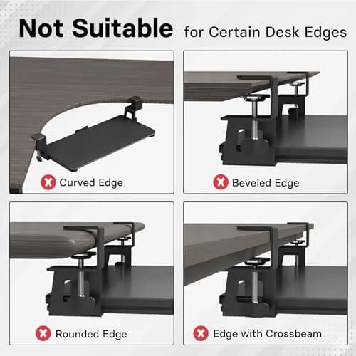 BONTEC Under Desk Keyboard Tray, Pull-Out Keyboard & Mouse Platform 51 cm (20 in) | Ergonomic C-Clamp Mount thumbnail 3