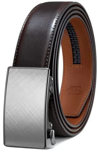 Zitahli Ratchet Belts for Men, Adjustable Leather Belt for Dress & Casual, Hiding Tail-Trim, 46"-52" | Precise Fit & Premium Quality thumbnail 1