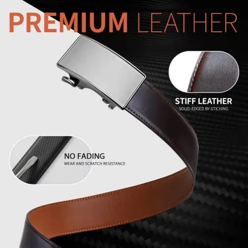 Zitahli Ratchet Belts for Men, Adjustable Leather Belt for Dress & Casual, Hiding Tail-Trim, 46"-52" | Precise Fit & Premium Quality thumbnail 4