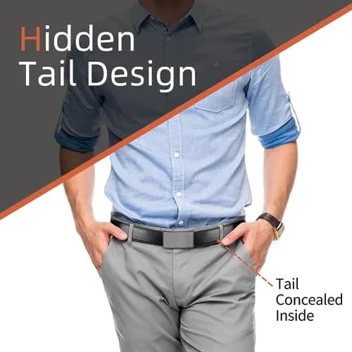 Zitahli Ratchet Belts for Men, Adjustable Leather Belt for Dress & Casual, Hiding Tail-Trim, 46"-52" | Precise Fit & Premium Quality thumbnail 2