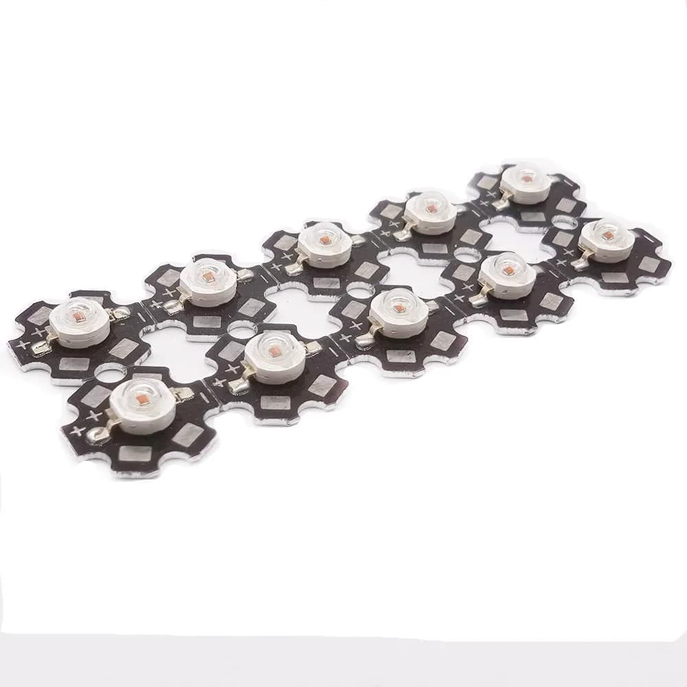 Cleiscry 10 pcs High Power LED Chip 3W Yellow 590nm | 50,000 Hours Life, Wide Application — 10pcs 3W Yellow 590nm on PCB