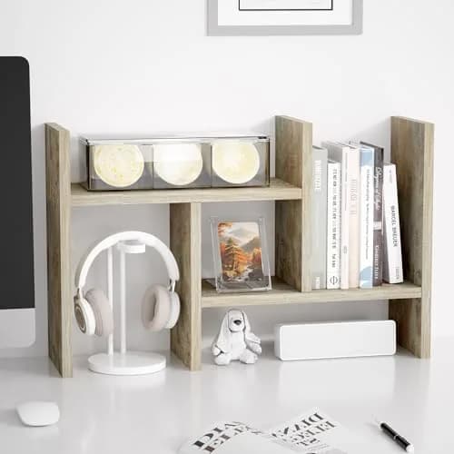 Jerry & Maggie Desktop Organizer Shelf 23.4in x 6in x 14in | Multi-Functional Wooden Desk Rack thumbnail 1
