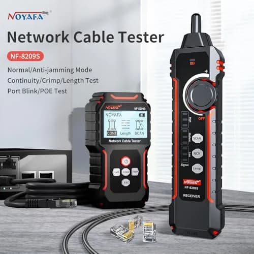 NOYAFA NF‑8209S Network Cable Tester – Ethernet & PoE Detection, Cable Length & Voltage Test, Port Flashing, Anti-Interference Modes (500m) thumbnail 4