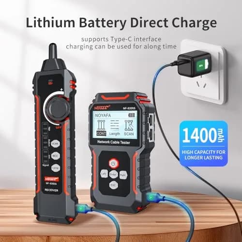 NOYAFA NF‑8209S Network Cable Tester – Ethernet & PoE Detection, Cable Length & Voltage Test, Port Flashing, Anti-Interference Modes (500m) thumbnail 6