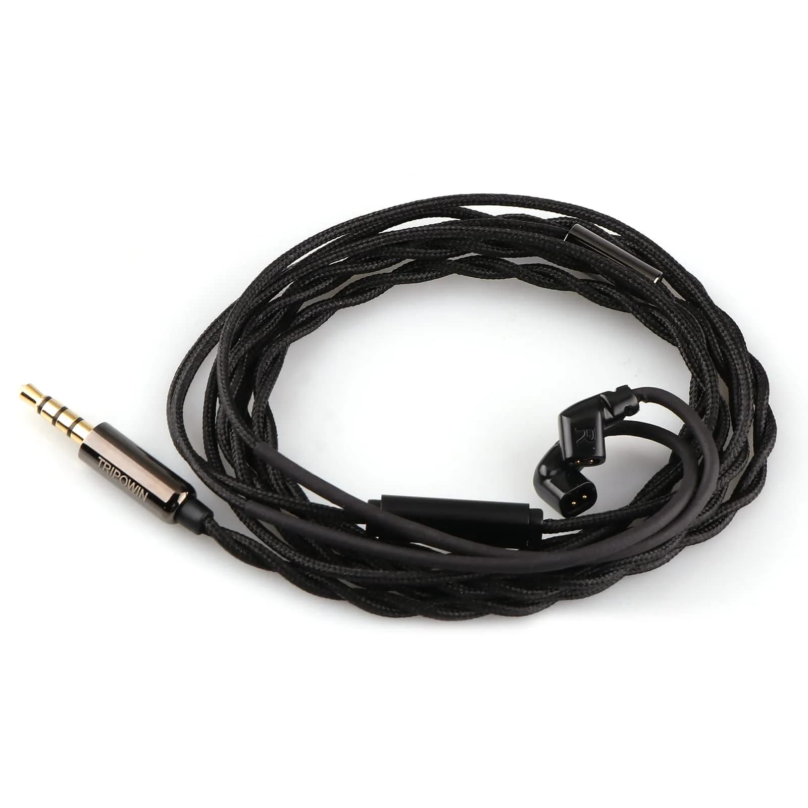 Linsoul Tripowin Zombur 4N OFC in Ear Monitor Cable with Mic, 3.5mm Plug, 1.25m (2-Pin Connector) — Recessed 2-Pin