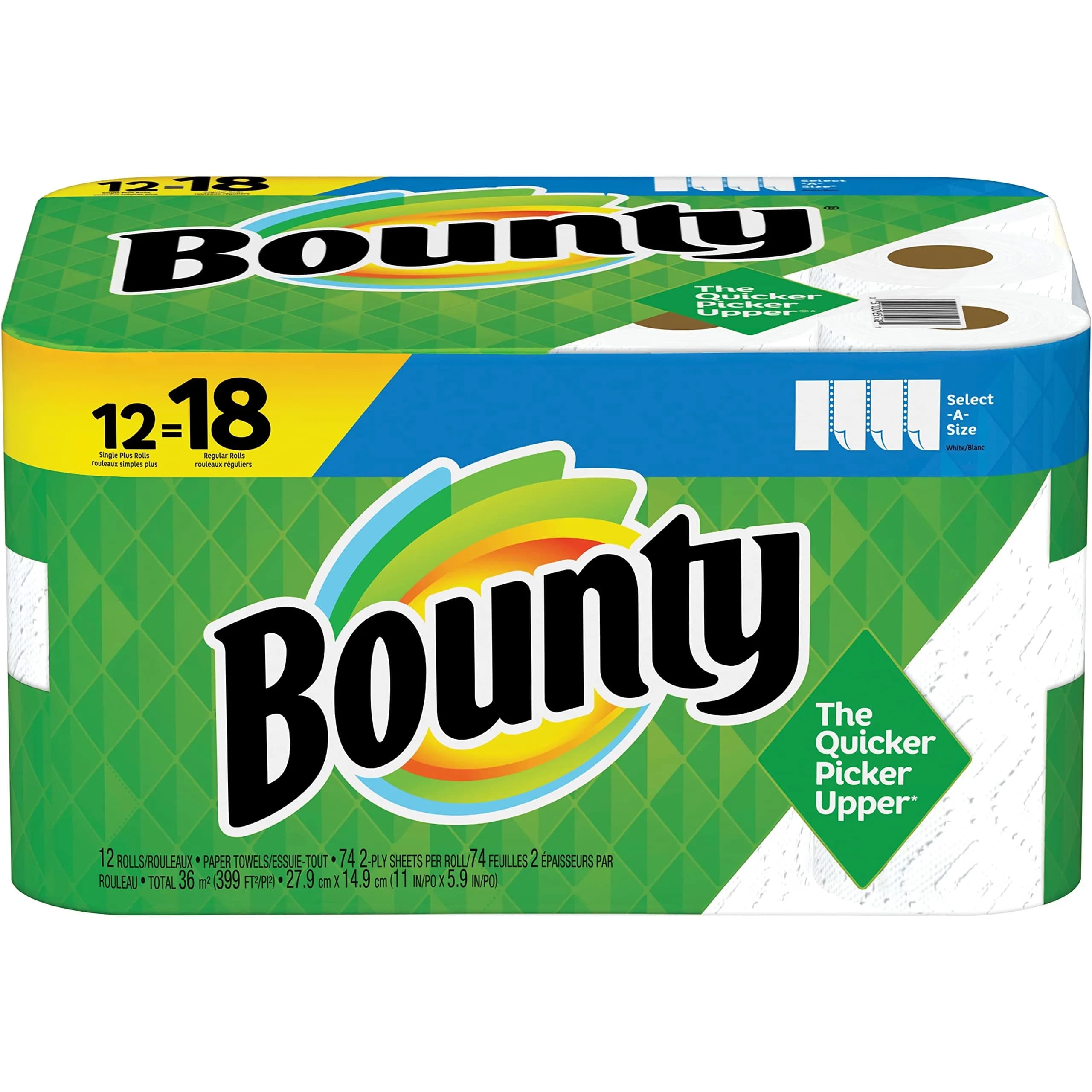 Bounty Select-A-Size Paper Towels, 8 Double Plus Rolls White, 904 Sheets Total - main product image