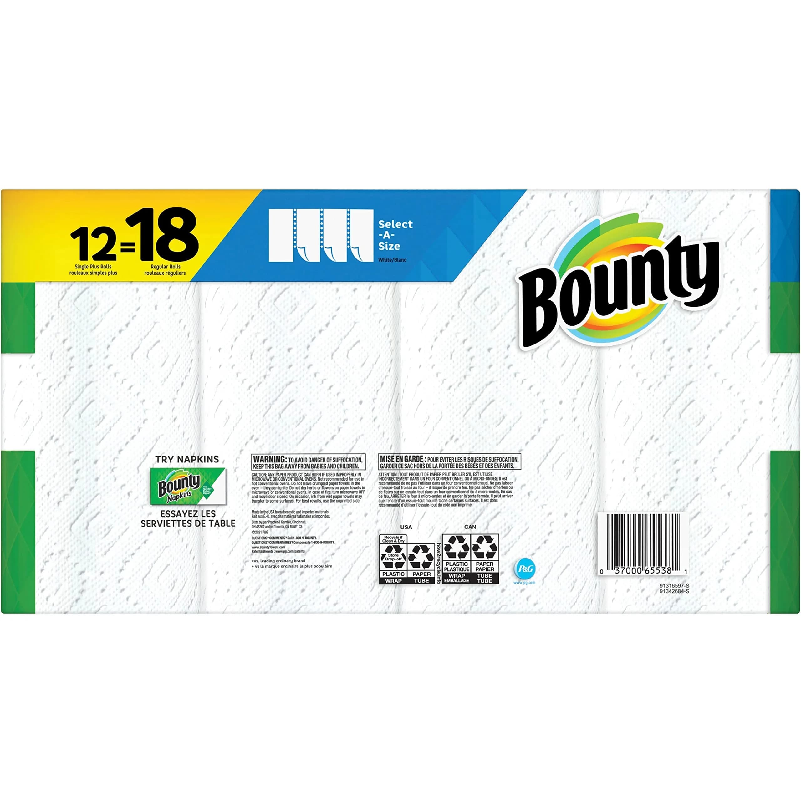 Bounty Select-A-Size Paper Towels, 8 Double Plus Rolls White, 904 Sheets Total - view 2