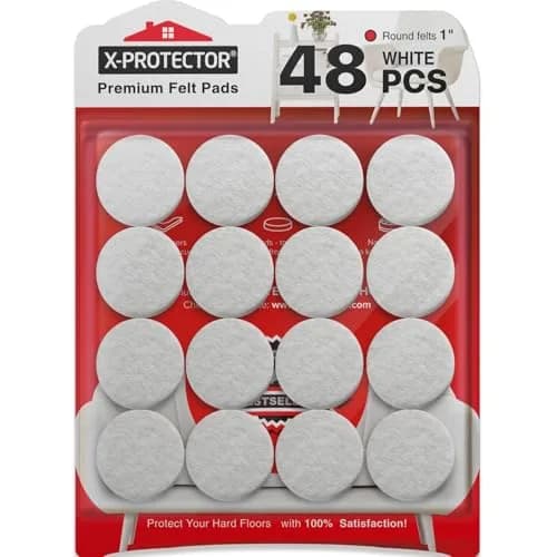 X-Protector Felt Furniture Pads - 48 PCS 1" White | Floor Scratch Protection thumbnail 1