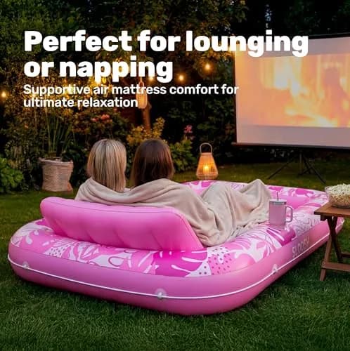 Sloosh Inflatable Tanning Pool Lounger Float 216cm (85") x 145cm (57") | 140kg Capacity, 2-Person Sunbathing Raft thumbnail 7