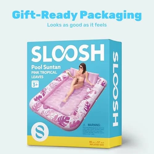 Sloosh Inflatable Tanning Pool Lounger Float 216cm (85") x 145cm (57") | 140kg Capacity, 2-Person Sunbathing Raft thumbnail 9