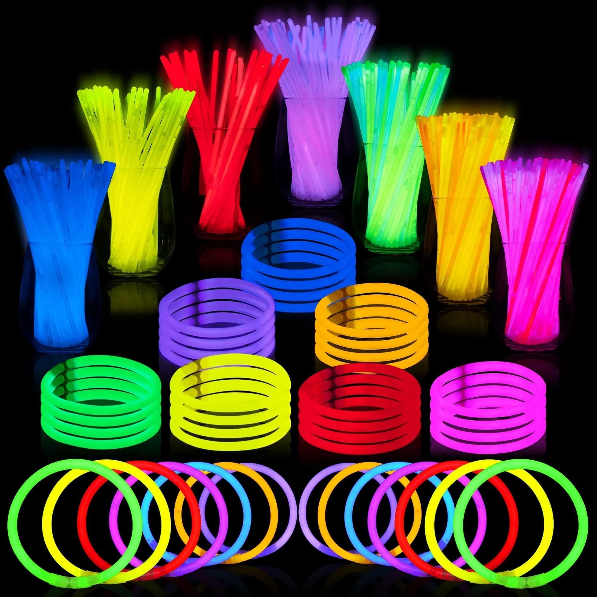 JOYIN 1000 Pcs 8" Glow Sticks Bulk Pack with Connectors, Assorted Colors | Glow for 6+ Hours - main product image