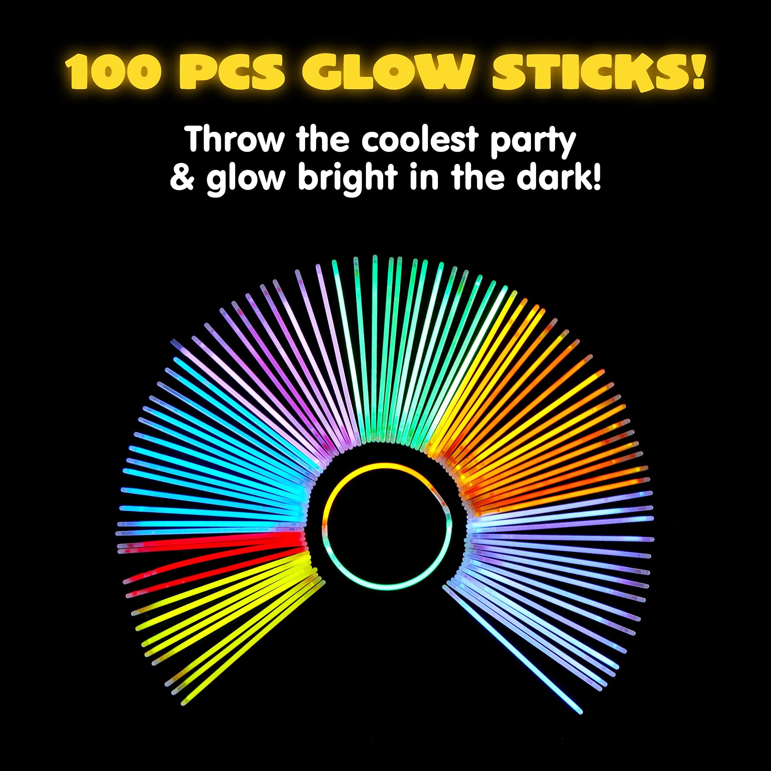 JOYIN 1000 Pcs Assorted Colors 8" Glow Sticks Bulk Pack with Connectors - Glow for 6+ Hours - view 5