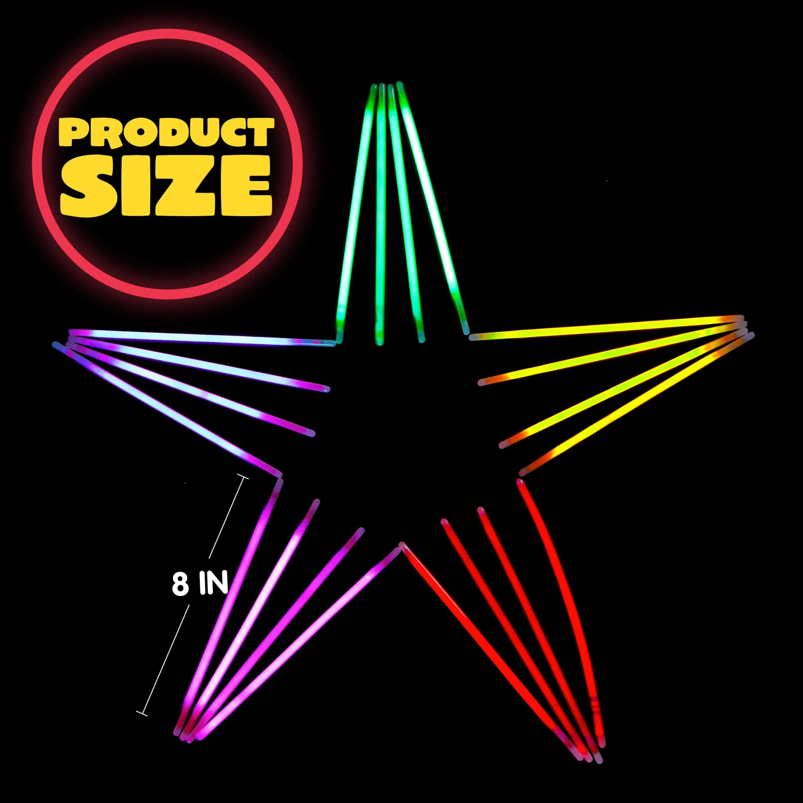 JOYIN 1000 Pcs Assorted Colors 8" Glow Sticks Bulk Pack with Connectors - Glow for 6+ Hours - view 3