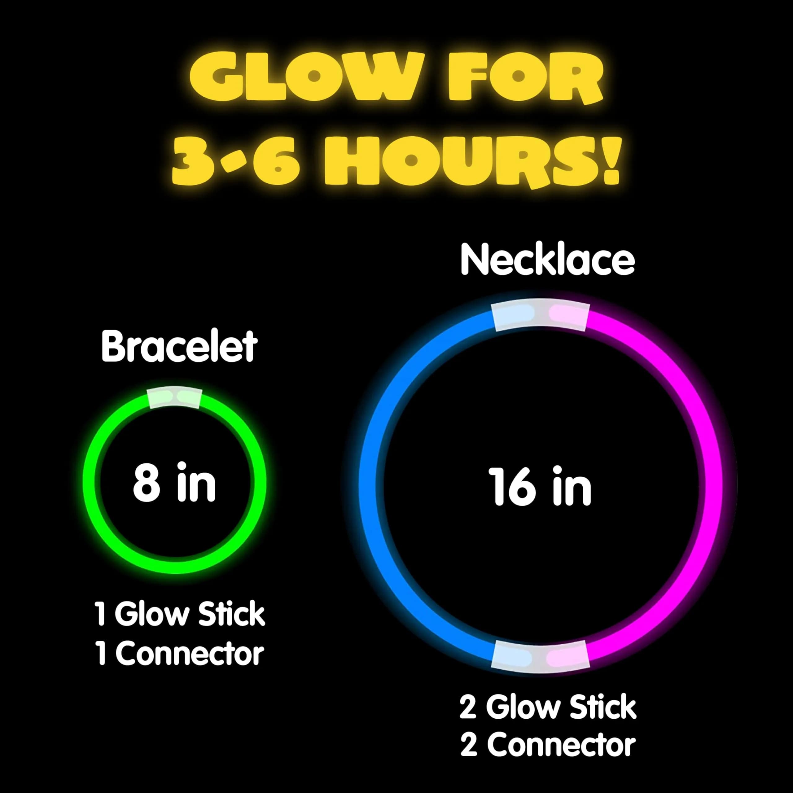 JOYIN 1000 Pcs Assorted Colors 8" Glow Sticks Bulk Pack with Connectors - Glow for 6+ Hours - view 4