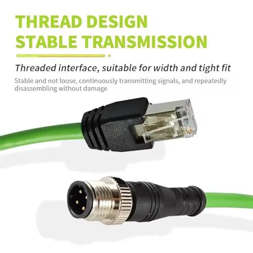 keisnoaja M12 to RJ45 Industrial Ethernet Cable 1m (3.28 ft) | IP67 Waterproof Connector for Automation thumbnail 4