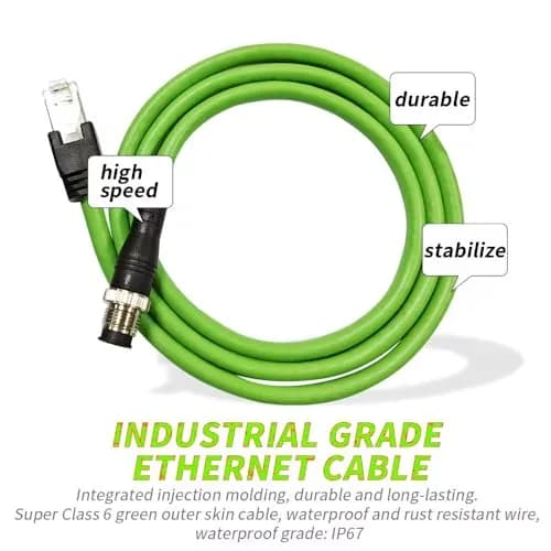 keisnoaja M12 to RJ45 Industrial Ethernet Cable 1m (3.28 ft) | IP67 Waterproof Connector for Automation thumbnail 5