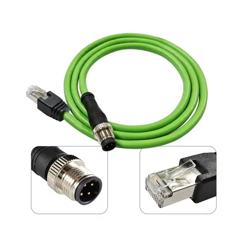keisnoaja M12 to RJ45 Industrial Ethernet Cable 1m (3.28 ft) | IP67 Waterproof Connector for Automation - view 2