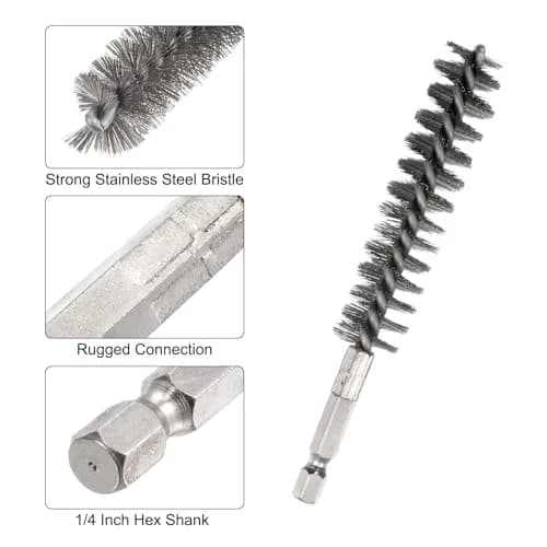 HARFINGTON Stainless Steel Bore Brush 17mm (0.67 Inch) Hex Shank | Rust & Dirt Removal Tool thumbnail 4