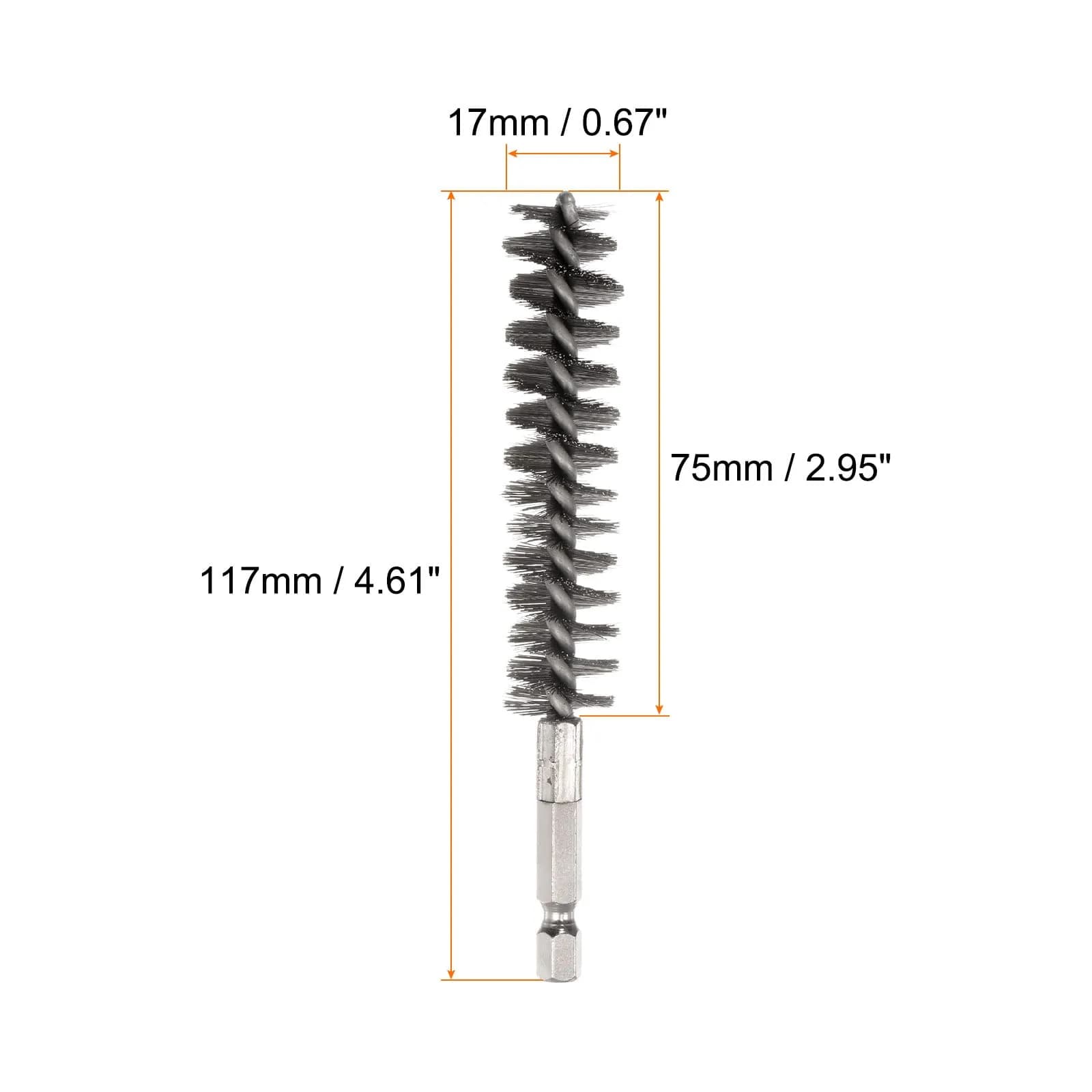 HARFINGTON Stainless Steel Bore Brush 17mm (0.67 Inch) Hex Shank | Rust & Dirt Removal Tool - view 2